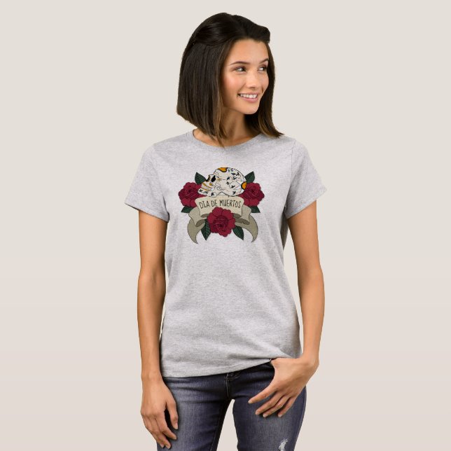 Blommigt Skull Dia de los Muertos | Shirt T Shirt (Hel framsida)