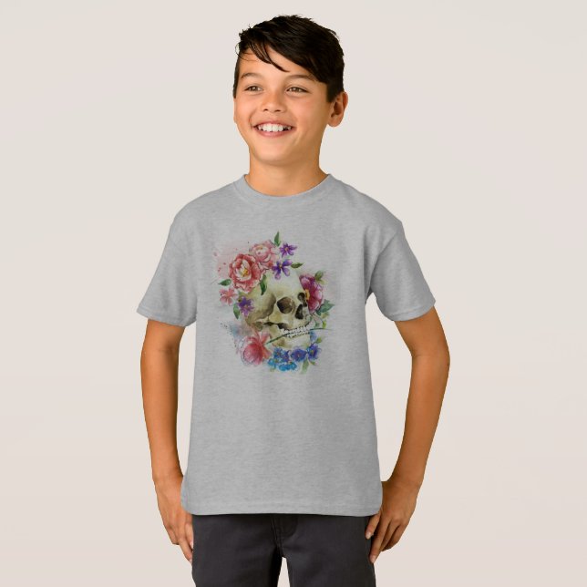 Blommigt Skull Dia de los Muertos | Shirt T Shirt (Hel framsida)