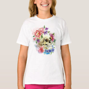 Blommigt Skull Dia de los Muertos Sleeve Shirt T