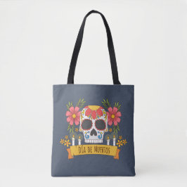 Blommigt Skull Dia de los Muertos | Tote Bag Tygkasse