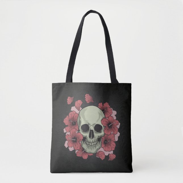 Blommigt Skull Dia de los Muertos | Tote Bag Tygkasse (Framsida)