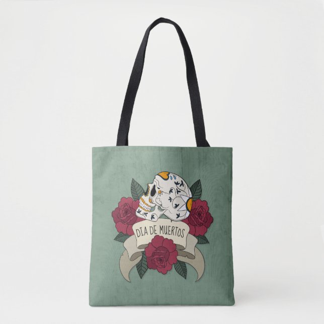 Blommigt Skull Dia de los Muertos | Tote Bag Tygkasse (Framsida)