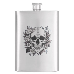 Blommigt Skull Fickplunta