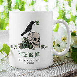 Blommigt Skull för Bride eller Die St patricks day Kaffemugg