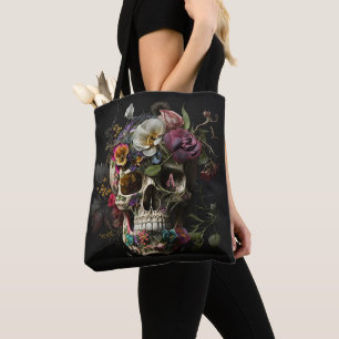 Blommigt Skull Goth Pagan Monogram Tygkasse
