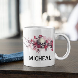 Blommigt Skull Gräns Personlig namn Kaffemugg