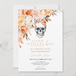 Blommigt Skull Halloween Baby Shower Inbjudningar