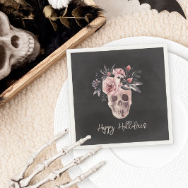 Blommigt Skull Halloween fest Pappersservett