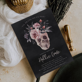 Blommigt Skull Halloween-Möhippa Inbjudningar