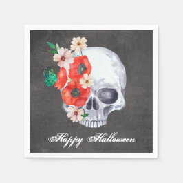 Blommigt Skull Halloween Pappersservett