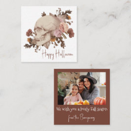 Blommigt Skull Halloween Rustic Anteckningskort