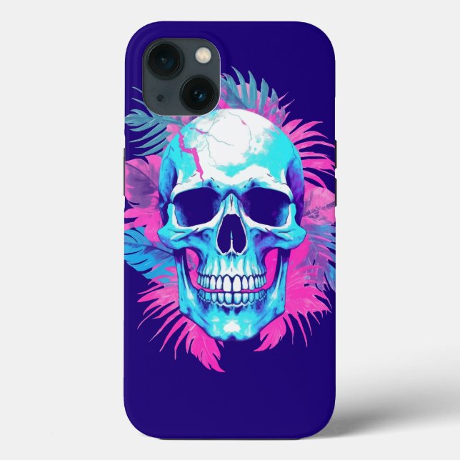 Blommigt Skull i Vaporwave Stil (Baksida)