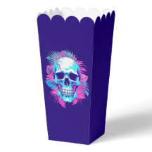 Blommigt Skull i Vaporwave Stil