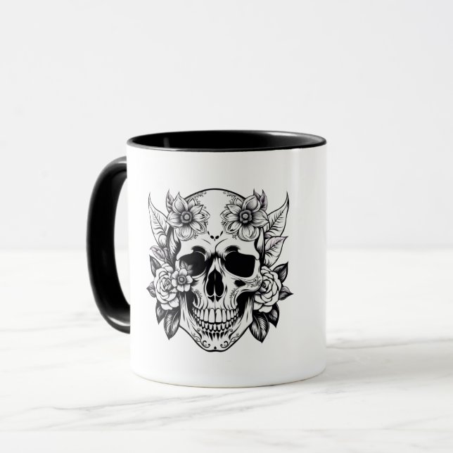 Blommigt Skull Mugg (Framsida vänster)
