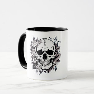 Blommigt Skull Mugg