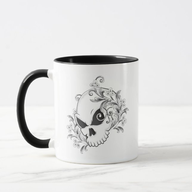 Blommigt Skull Mugg (Vänster)