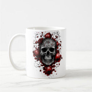 Blommigt Skull Mugg