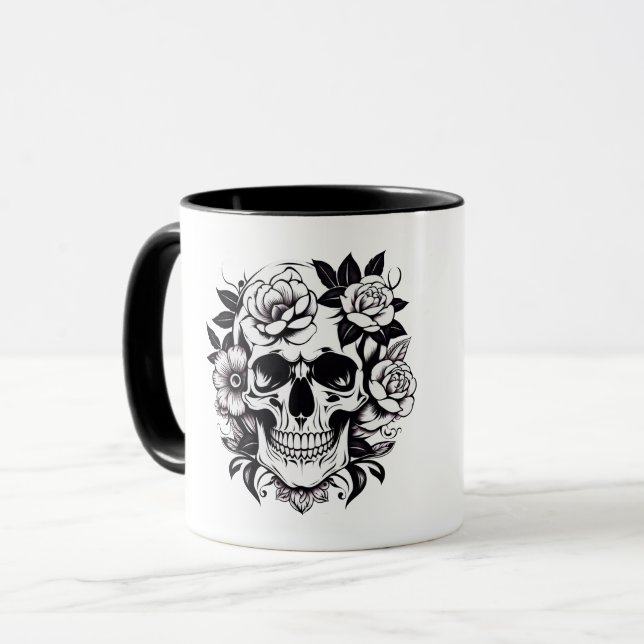 Blommigt Skull Mugg (Framsida vänster)