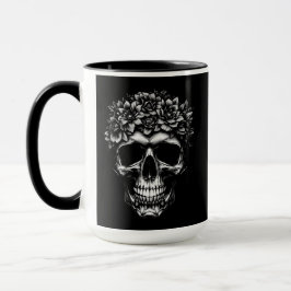 Blommigt Skull Mugg