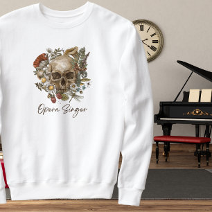 Blommigt Skull Opera Singer Sweatshirt T Shirt