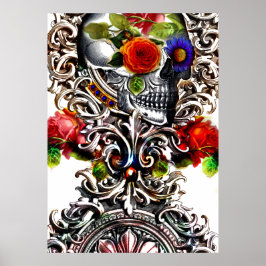 Blommigt Skull Poster