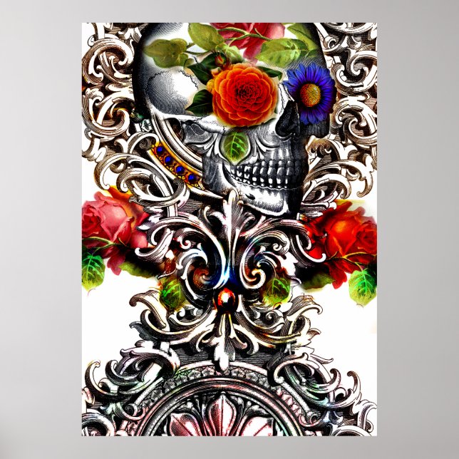 Blommigt Skull Poster (Framsidan)