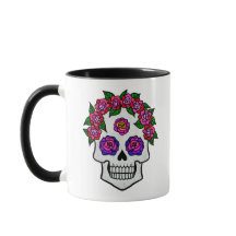 Blommigt Skull Rons anpassade namn Halloween White