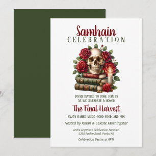 Blommigt Skull Samhain Harvest Halloween fest Inbjudningar