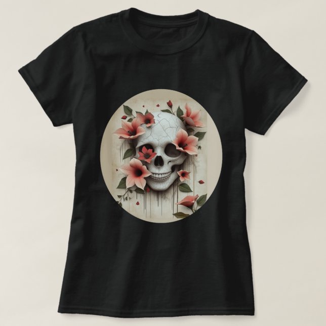 Blommigt Skull T Shirt (Design framsida)