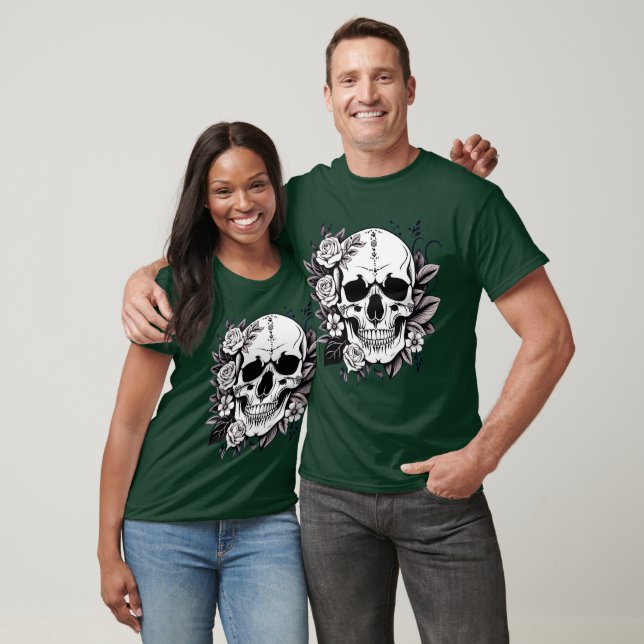 Blommigt Skull T-Shirt (Unisex)