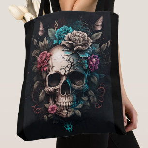 Blommigt Skull Tygkasse