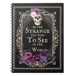 Blommigt Skull Vintage Gräns Funny Quote Halloween Anteckningsbok