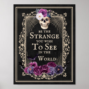 Blommigt Skull Vintage Gräns Funny Quote Halloween Poster