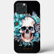 Blommigt Skull Vuxen Faboolous Halloween Fodral-Ma