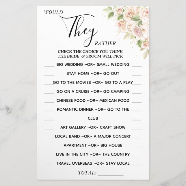 Blommigt skulle de hellre duscha jaktkortet flygblad (Framsidan)