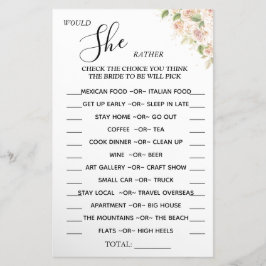 Blommigt skulle hon hellre duscha jaktkortet flygblad