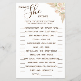 Blommigt skulle hon hellre duscha jaktkortet flygblad