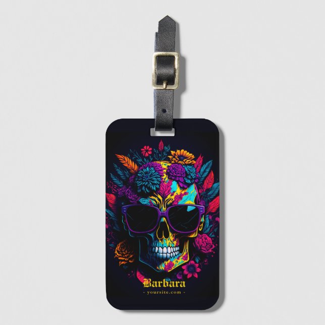 Blommigt Skullfärgad Snyggt för återfyllnadstecken Bagagebricka (Framsida vertikal)