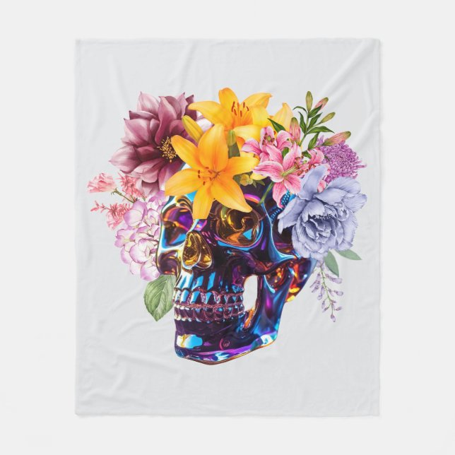"Blommigt Skullradians" Fleecefilt (Framsidan)