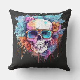 Blommigt Skullskuggor Kudde