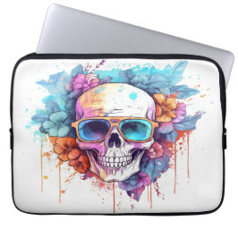 Blommigt Skullskuggor Laptop Fodral