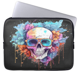 Blommigt Skullskuggor Laptop Fodral