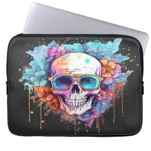 Blommigt Skullskuggor Laptop Fodral
