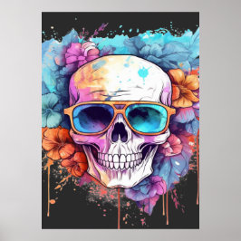 Blommigt Skullskuggor Poster