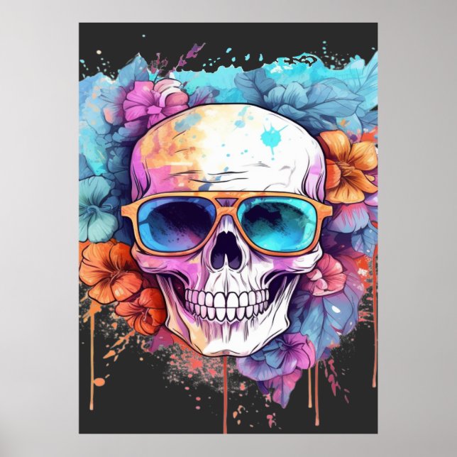 Blommigt Skullskuggor Poster (Framsidan)