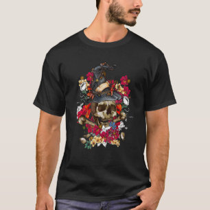Blommigt Skullvällningsväv Hat Halloween Skull F T Shirt