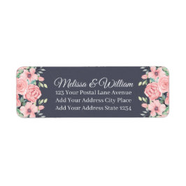 Blommigt Slate Grått Bröllop Returadress Returadress Etikett