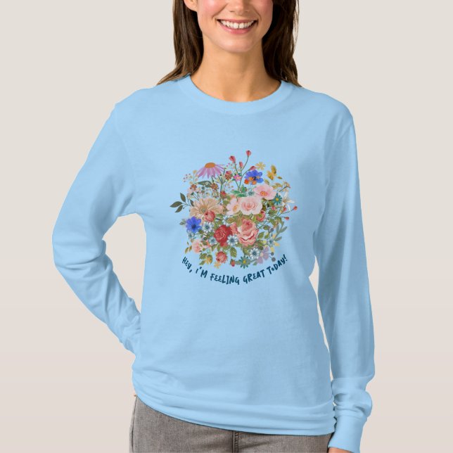 Blommigt & Slogan Graphic T-Shirt (Framsida)