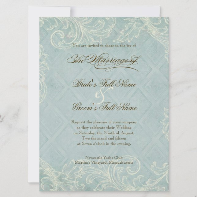 Blommigt Snäckorna Beachy Bröllop Inbjudningar (Framsida)