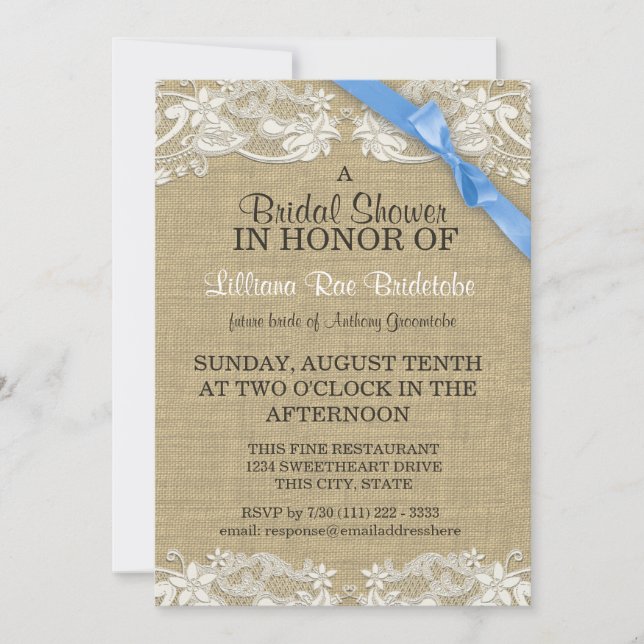 Blommigt Snöre-design och Ribbon-Möhippa Inbjudningar (Framsida)